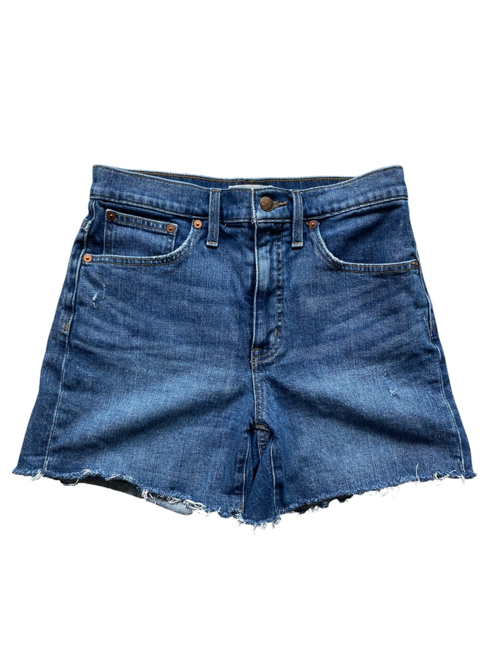 Madewell High Rise Denim Shorts Frayed Edges Size 27